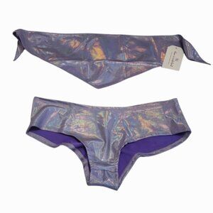 Purple holographic bandana & bottoms